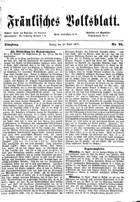 Fränkisches Volksblatt. Ausg. 000 (Fränkisches Volksblatt) Freitag 19. April 1872