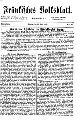 Fränkisches Volksblatt. Ausg. 000 (Fränkisches Volksblatt) Samstag 20. April 1872