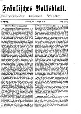 Fränkisches Volksblatt. Ausg. 000 (Fränkisches Volksblatt) Donnerstag 22. August 1872