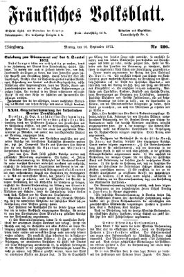 Fränkisches Volksblatt. Ausg. 000 (Fränkisches Volksblatt) Montag 16. September 1872