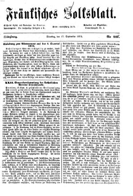 Fränkisches Volksblatt. Ausg. 000 (Fränkisches Volksblatt) Dienstag 17. September 1872