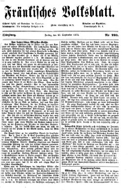 Fränkisches Volksblatt. Ausg. 000 (Fränkisches Volksblatt) Freitag 20. September 1872