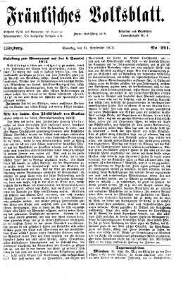 Fränkisches Volksblatt. Ausg. 000 (Fränkisches Volksblatt) Samstag 21. September 1872