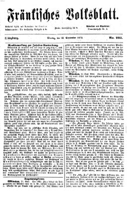 Fränkisches Volksblatt. Ausg. 000 (Fränkisches Volksblatt) Montag 23. September 1872