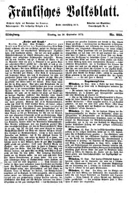 Fränkisches Volksblatt. Ausg. 000 (Fränkisches Volksblatt) Dienstag 24. September 1872