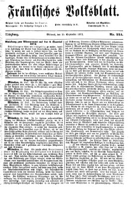 Fränkisches Volksblatt. Ausg. 000 (Fränkisches Volksblatt) Mittwoch 25. September 1872