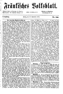 Fränkisches Volksblatt. Ausg. 000 (Fränkisches Volksblatt) Freitag 27. September 1872