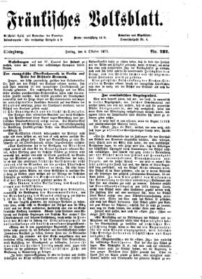 Fränkisches Volksblatt. Ausg. 000 (Fränkisches Volksblatt) Freitag 4. Oktober 1872