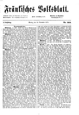 Fränkisches Volksblatt. Ausg. 000 (Fränkisches Volksblatt) Montag 18. November 1872