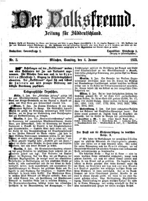 Der Volksfreund Samstag 4. Januar 1873