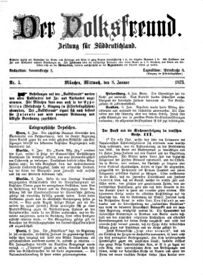 Der Volksfreund Mittwoch 8. Januar 1873