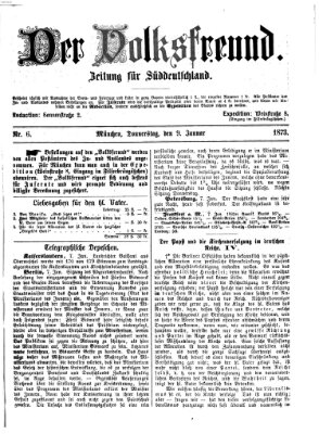 Der Volksfreund Donnerstag 9. Januar 1873