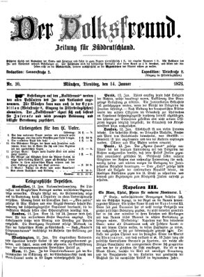 Der Volksfreund Dienstag 14. Januar 1873