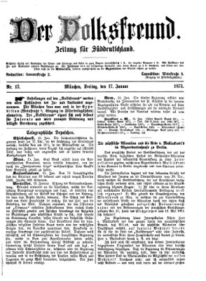 Der Volksfreund Freitag 17. Januar 1873