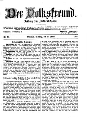 Der Volksfreund Dienstag 21. Januar 1873