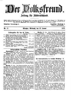 Der Volksfreund Mittwoch 22. Januar 1873