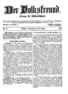 Der Volksfreund Donnerstag 23. Januar 1873