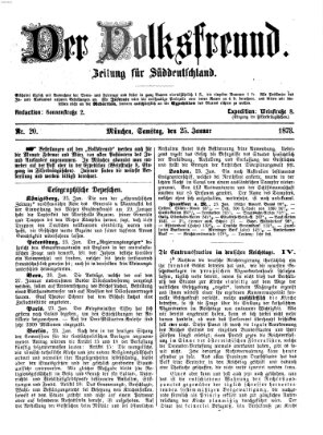 Der Volksfreund Samstag 25. Januar 1873