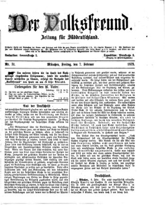 Der Volksfreund Freitag 7. Februar 1873