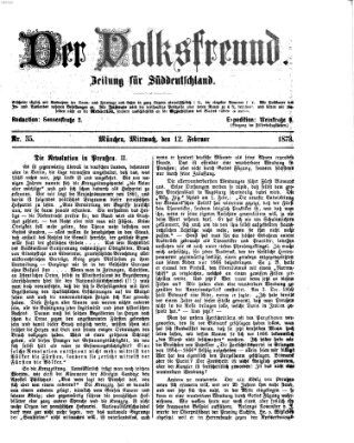 Der Volksfreund Mittwoch 12. Februar 1873