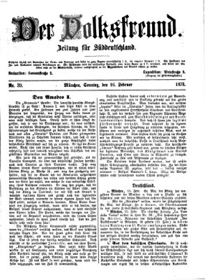 Der Volksfreund Sonntag 16. Februar 1873