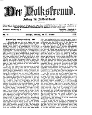 Der Volksfreund Dienstag 25. Februar 1873