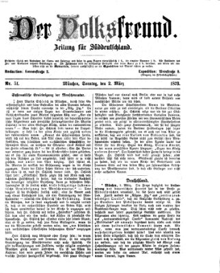 Der Volksfreund Sonntag 2. März 1873