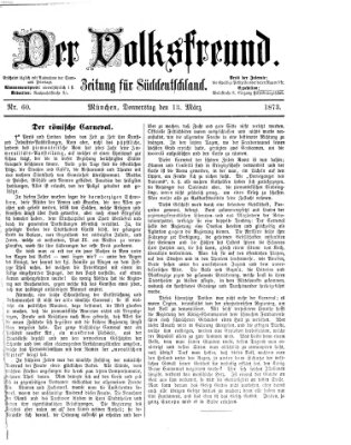 Der Volksfreund Donnerstag 13. März 1873