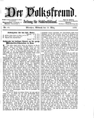 Der Volksfreund Mittwoch 19. März 1873