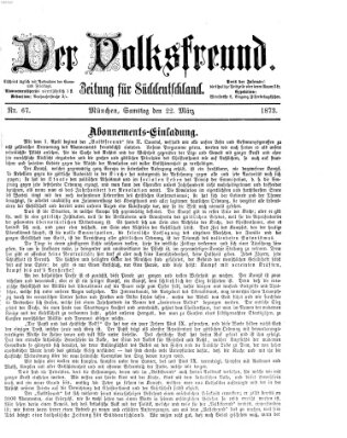 Der Volksfreund Samstag 22. März 1873