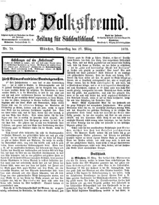 Der Volksfreund Donnerstag 27. März 1873