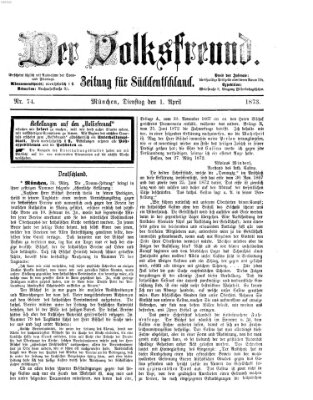 Der Volksfreund Dienstag 1. April 1873