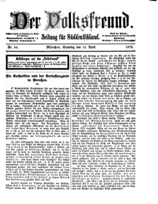 Der Volksfreund Samstag 12. April 1873