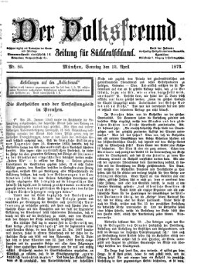 Der Volksfreund Sonntag 13. April 1873