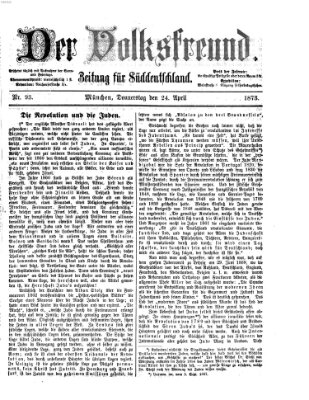 Der Volksfreund Donnerstag 24. April 1873