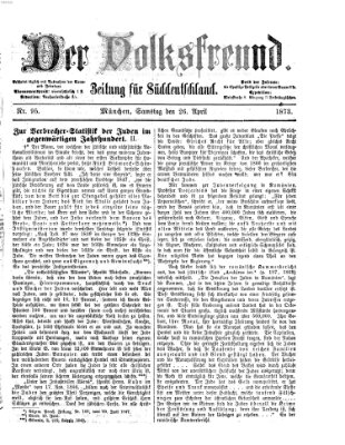 Der Volksfreund Samstag 26. April 1873