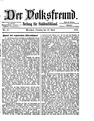 Der Volksfreund Dienstag 29. April 1873