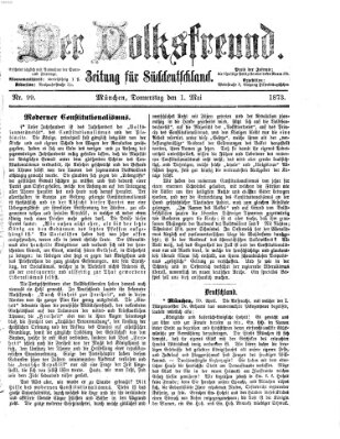 Der Volksfreund Donnerstag 1. Mai 1873