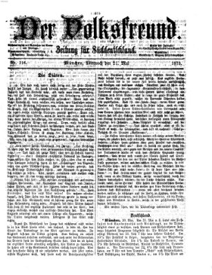 Der Volksfreund Mittwoch 21. Mai 1873