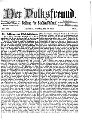 Der Volksfreund Samstag 24. Mai 1873