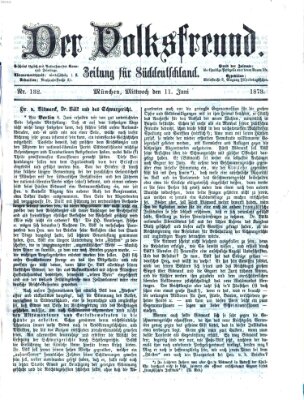 Der Volksfreund Mittwoch 11. Juni 1873