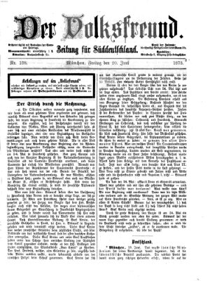 Der Volksfreund Freitag 20. Juni 1873