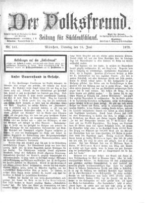 Der Volksfreund Dienstag 24. Juni 1873