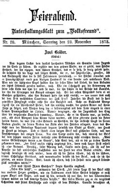 Feierabend (Der Volksfreund) Sonntag 23. November 1873