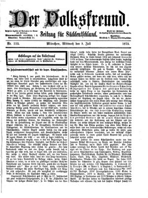 Der Volksfreund Mittwoch 9. Juli 1873