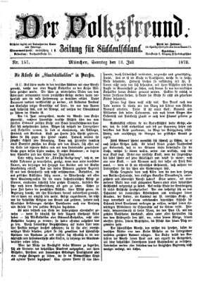 Der Volksfreund Sonntag 13. Juli 1873