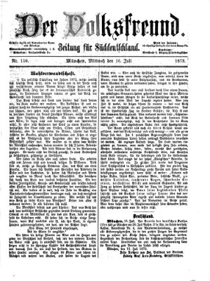 Der Volksfreund Mittwoch 16. Juli 1873