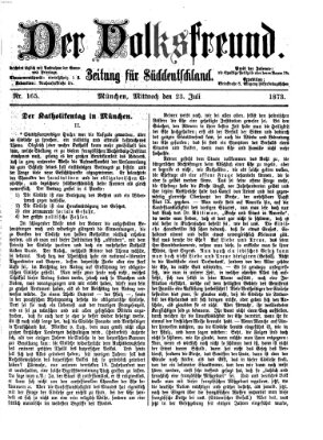 Der Volksfreund Mittwoch 23. Juli 1873