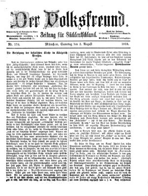 Der Volksfreund Samstag 2. August 1873