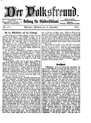 Der Volksfreund Mittwoch 17. September 1873